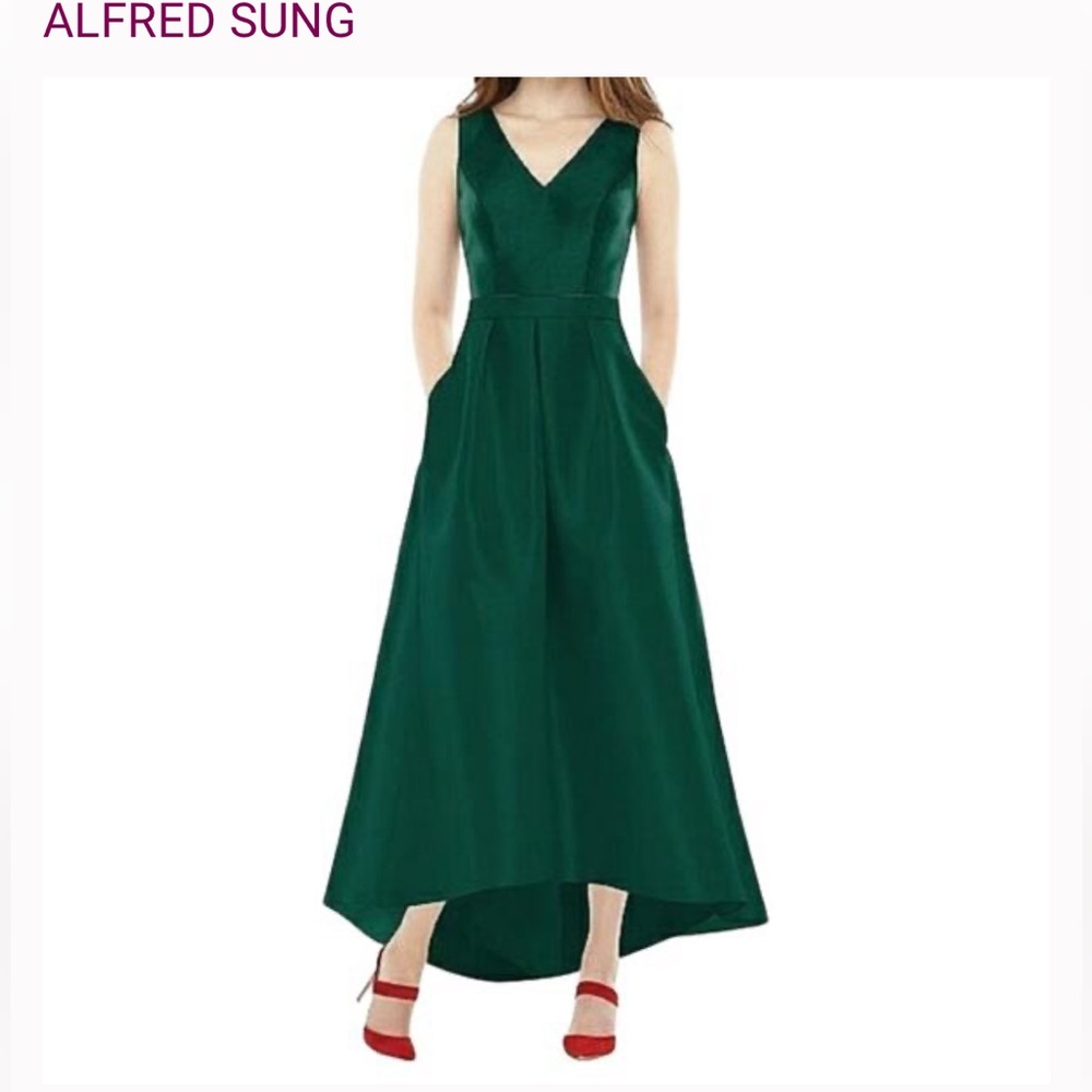 ALFRED SUNG Emerald High Low Dress